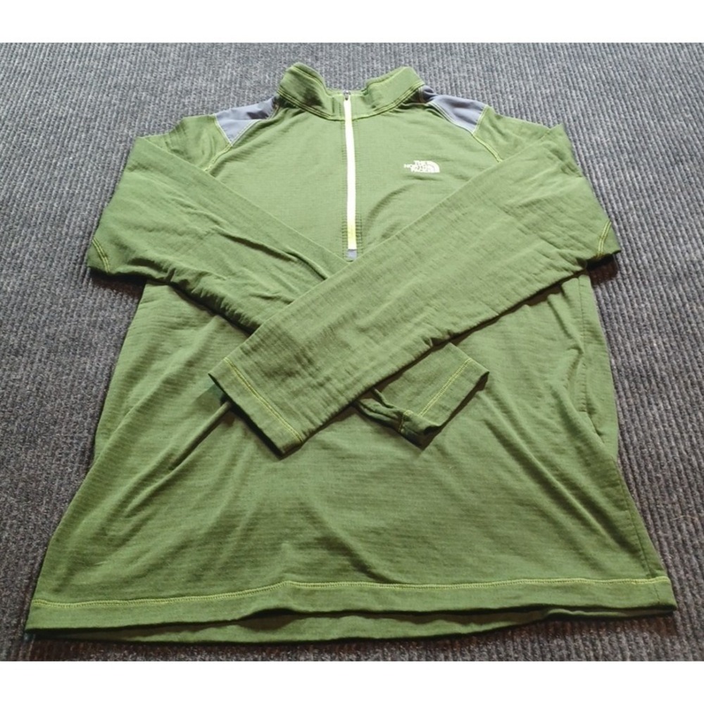 North Face Pullover Mens Large Long Sleeve‎ 1/4 Zip Casual Lightweight Green